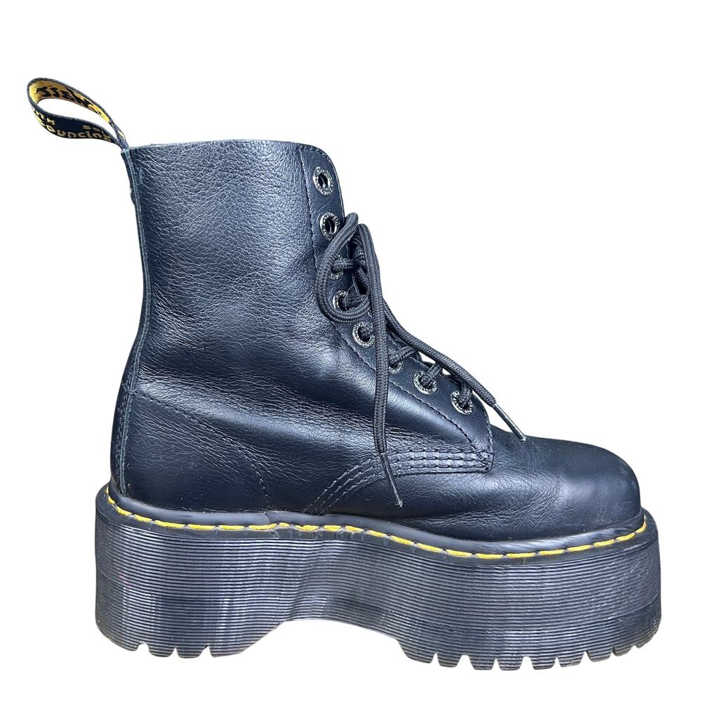 Dr. Martens Women’s 1460 Pascal Max Black Leather Platform Boots Size 6 - Picture 4 of 10